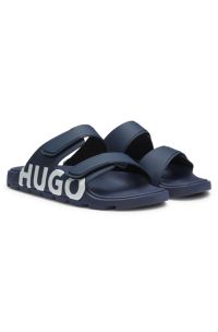 Logo sandals with double touch-closure straps, Dark Blue