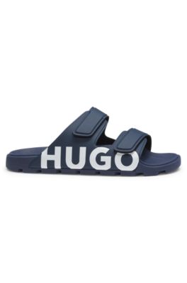 Logo sandals with double touch-closure straps, Dark Blue