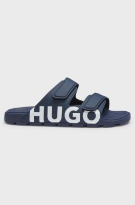 Twin-strap logo slides, Dark Blue