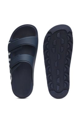 Logo sandals with double touch-closure straps, Dark Blue