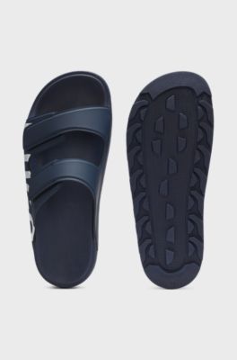 Twin-strap logo slides, Dark Blue
