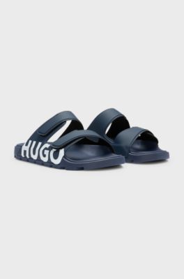 Logo sandals with double touch-closure straps, Dark Blue