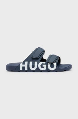 Logo sandals with double touch-closure straps, Dark Blue