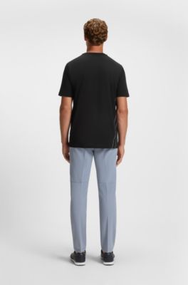 Stretch-cotton T-shirt with degrad&eacute; print, Black