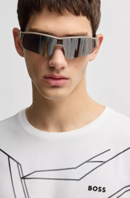 Stretch-cotton T-shirt with degradé print