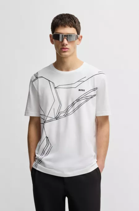 Stretch-cotton T-shirt with degradé print