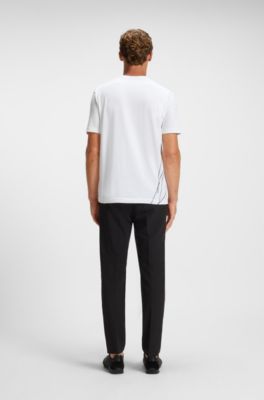 Stretch-cotton T-shirt with degrad&eacute; print, White
