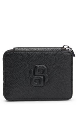 Small grained ziparound wallet with Double B monogram