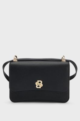 Leather crossbody bag with Double B monogram, Black
