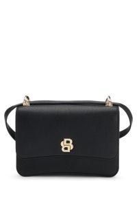 Sac porté croisé grainé à monogramme Double B, Noir
