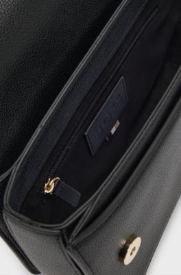 Bolso cruzado granulado con monograma Double B, Negro