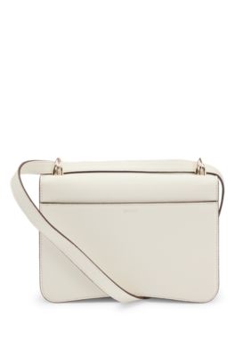 Leather crossbody bag with Double B monogram, White