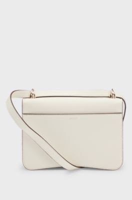 Leather crossbody bag with Double B monogram, White