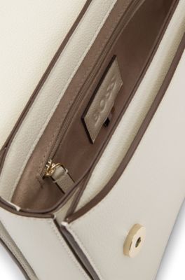 Leather crossbody bag with Double B monogram, White