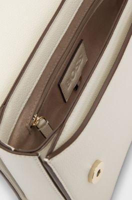 Leather crossbody bag with Double B monogram, White