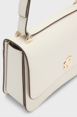 Leather crossbody bag with Double B monogram, White