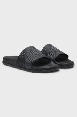 Italian-made slides with mixed logos, Black