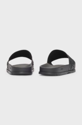 Italian-made slides with mixed logos, Black