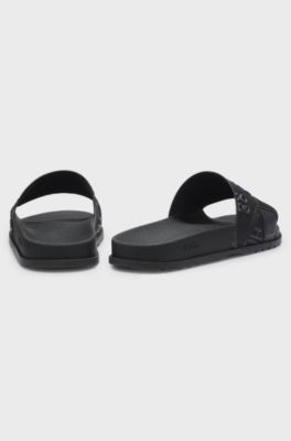 Italian-made slides with mixed logos, Black
