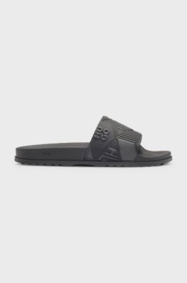 Italian-made slides with mixed logos, Black