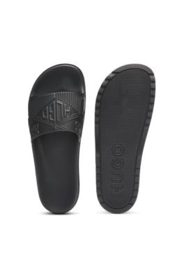 Italian-made slides with mixed logos, Black