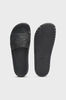 Italian-made slides with mixed logos, Black