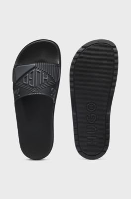 Italian-made slides with mixed logos, Black
