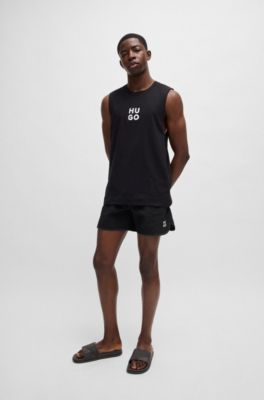 Italian-made slides with mixed logos, Black