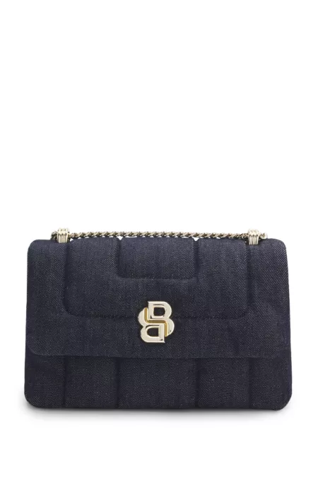 Quilted denim shoulder bag with Double B monogram