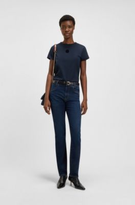 Quilted denim shoulder bag with Double B monogram, Dark Blue