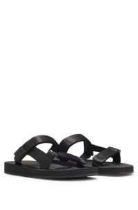 Rip-tape strap sandals with cushioned sole, Black