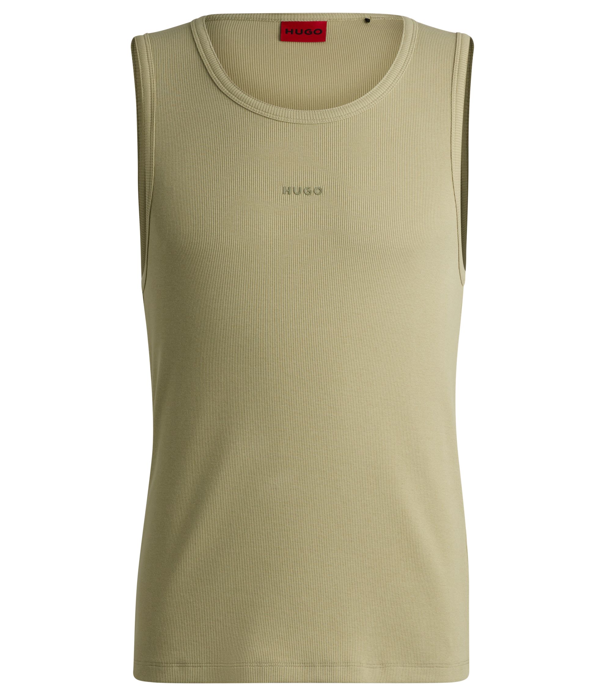 HUGO - リブ ストレッチコットン タンクトップ ロゴプリント - ライト