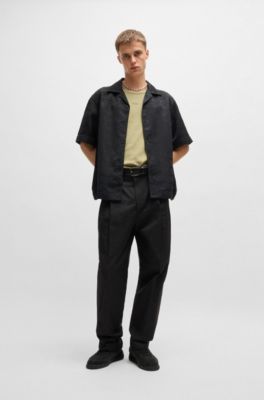 Canotta in cotone elasticizzato a coste con logo stampato, Calce