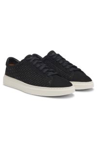 Nubuck trainers with embossed monograms, Black