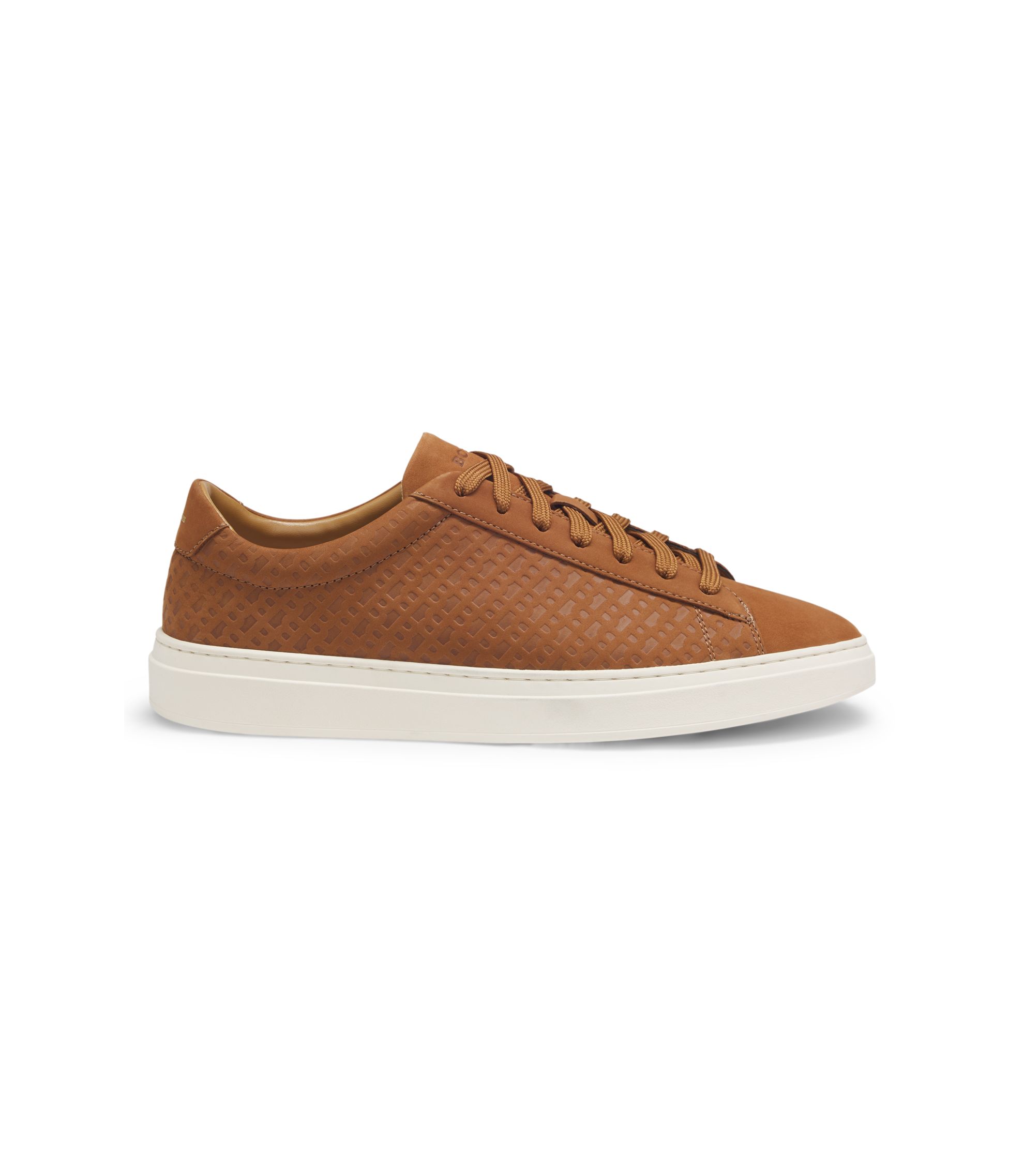 BOSS - Nubuck trainers with embossed monograms - Brown