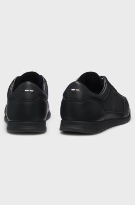 Nappa-leather trainers with perforated details, Black