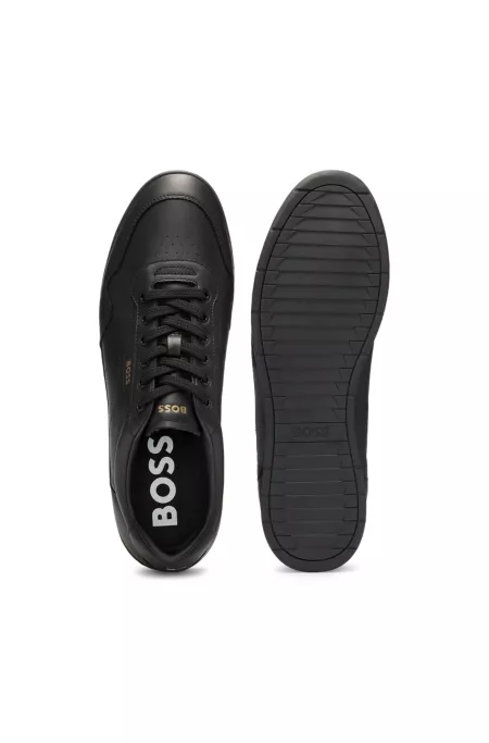Nappa-leather trainers with perforated details