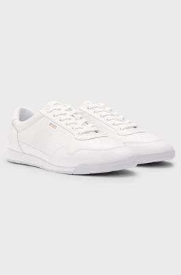 Nappa-leather trainers with perforated details, White
