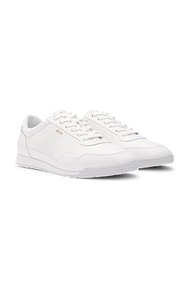 Nappa-leather trainers with perforated details