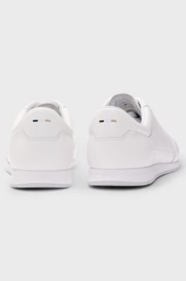 Nappa-leather trainers with perforated details, White