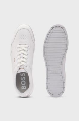 Nappa-leather trainers with perforated details, White
