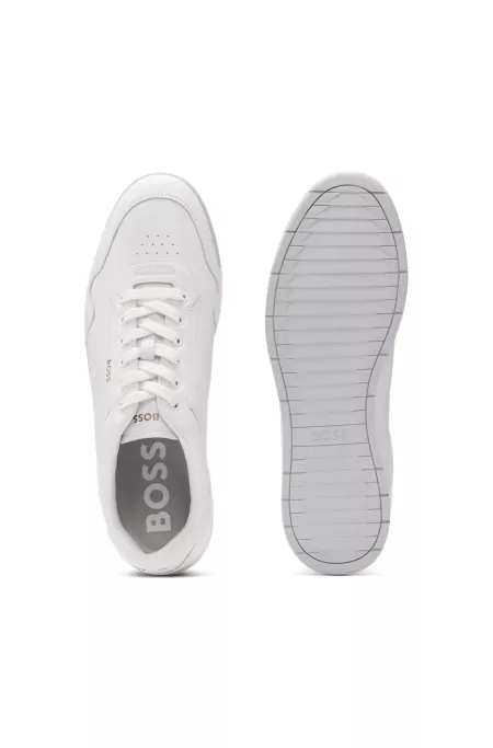 Nappa-leather trainers with perforated details