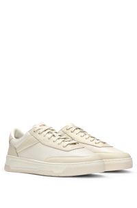 Sneakers in basketbalstijl van tweekleurig leer, Naturel