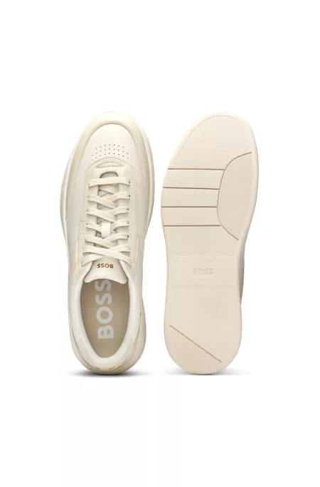 Basketball-style trainers in two-tone leather