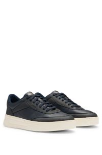 Sneakers in basketbalstijl van tweekleurig leer, Donkerblauw