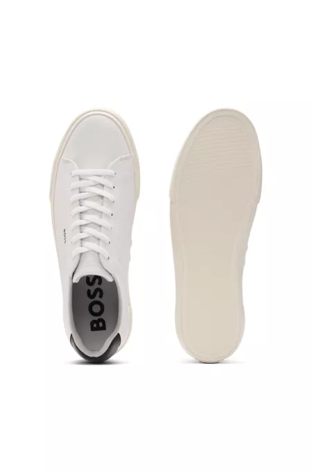 Faux-leather trainers with contrast backtab