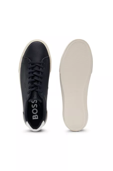 Faux-leather trainers with contrast backtab