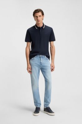 Faux-leather trainers with contrast backtab, Dark Blue