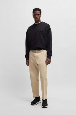 Trainers with knit and burnished-leather trims, Black