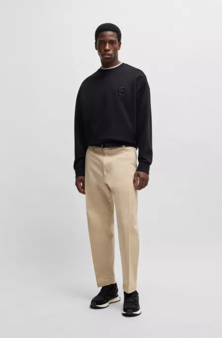 Trainers with knit and burnished-leather trims